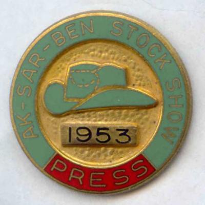 1953 Livestock Show Press Pin Image
